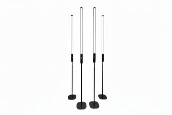 Set of four DJ And Photo Booth Supply 360 Tube Light Stands with carrying bag for LED tube lights, portable and adjustable.