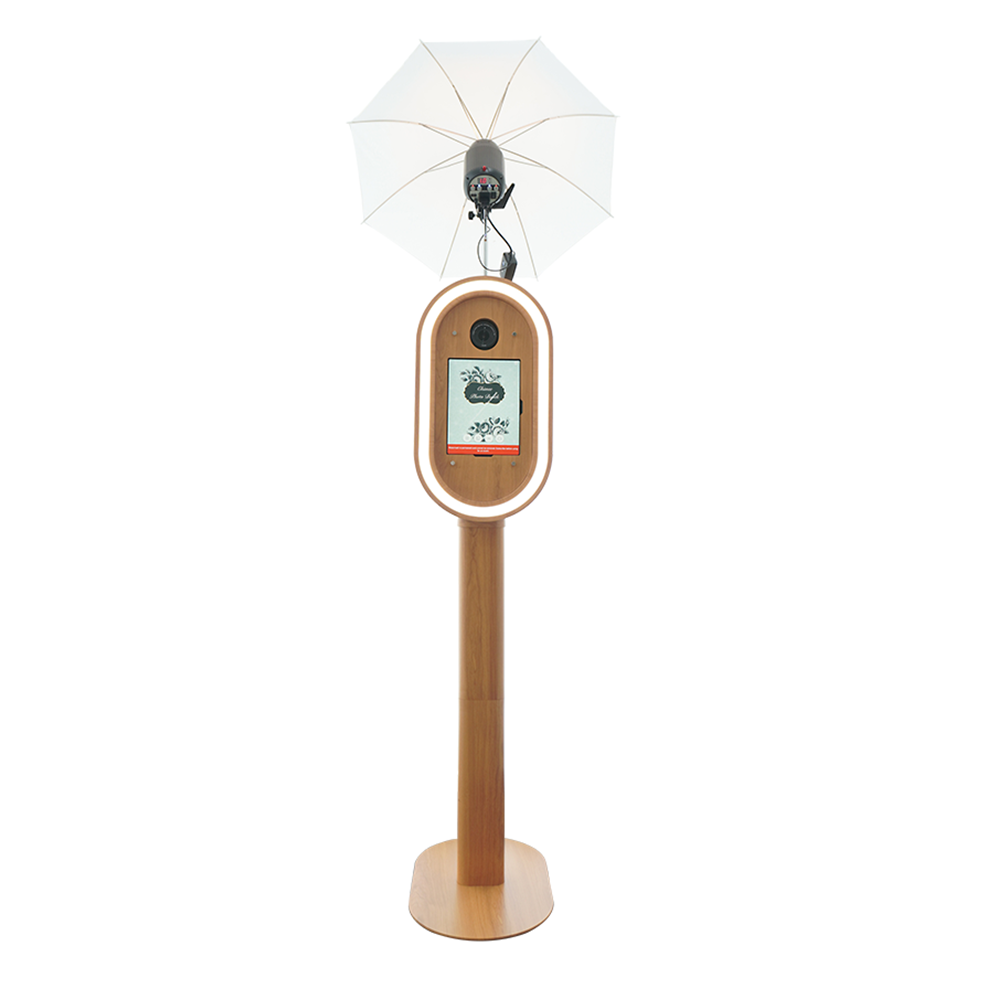 The Umbra - A8 iPad Photo Booth (Wood Grain) | RGBW LED Color Changing Frame Photo Booth