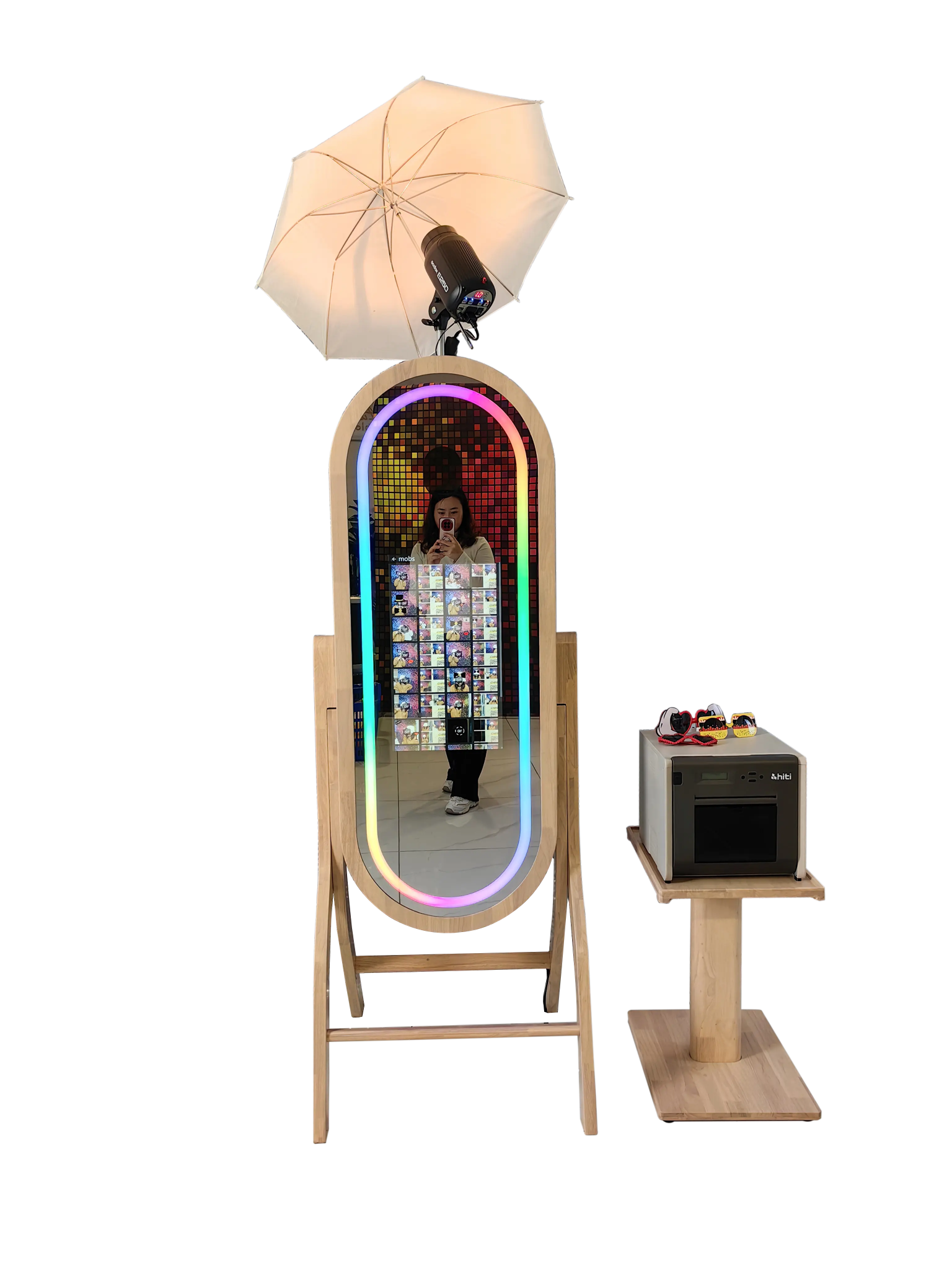 55 Inch Mirror 21.5 Inch Touch Screen Wood Photo Booth DJPBS-55PB Wood Mirror Booth - DJ And Photo Booth Supply