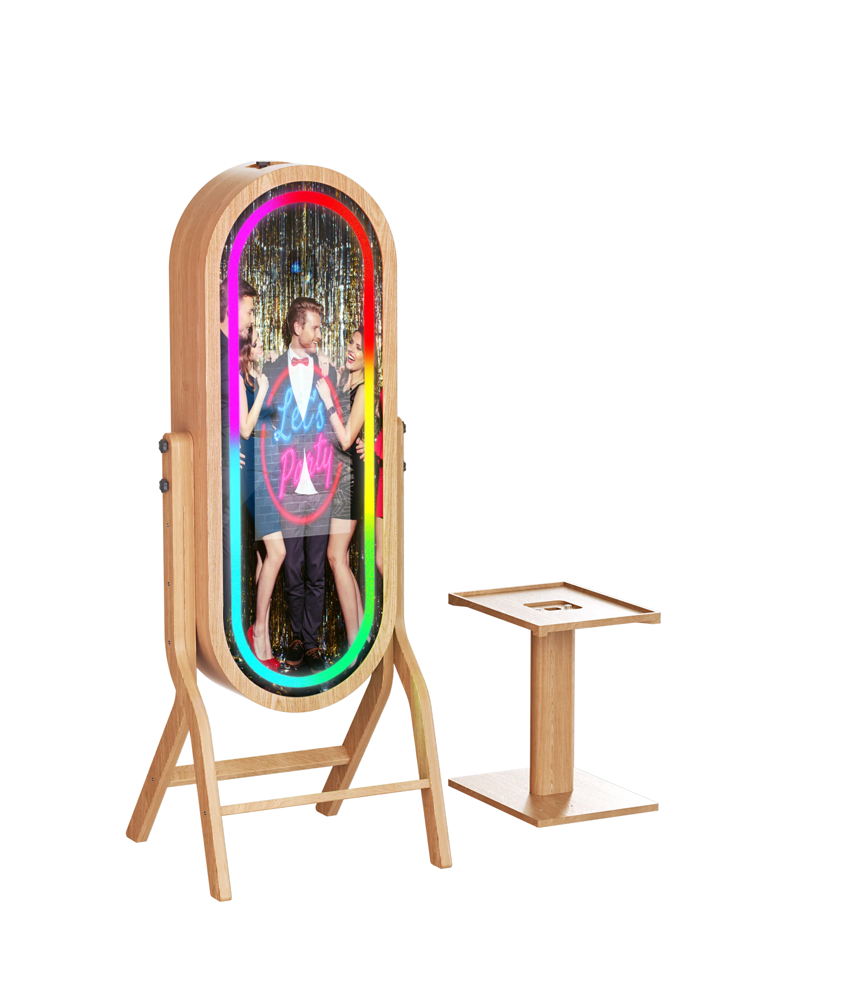 55 Inch Mirror 21.5 Inch Touch Screen Wood Photo Booth DJPBS-55PB Wood Mirror Booth - DJ And Photo Booth Supply
