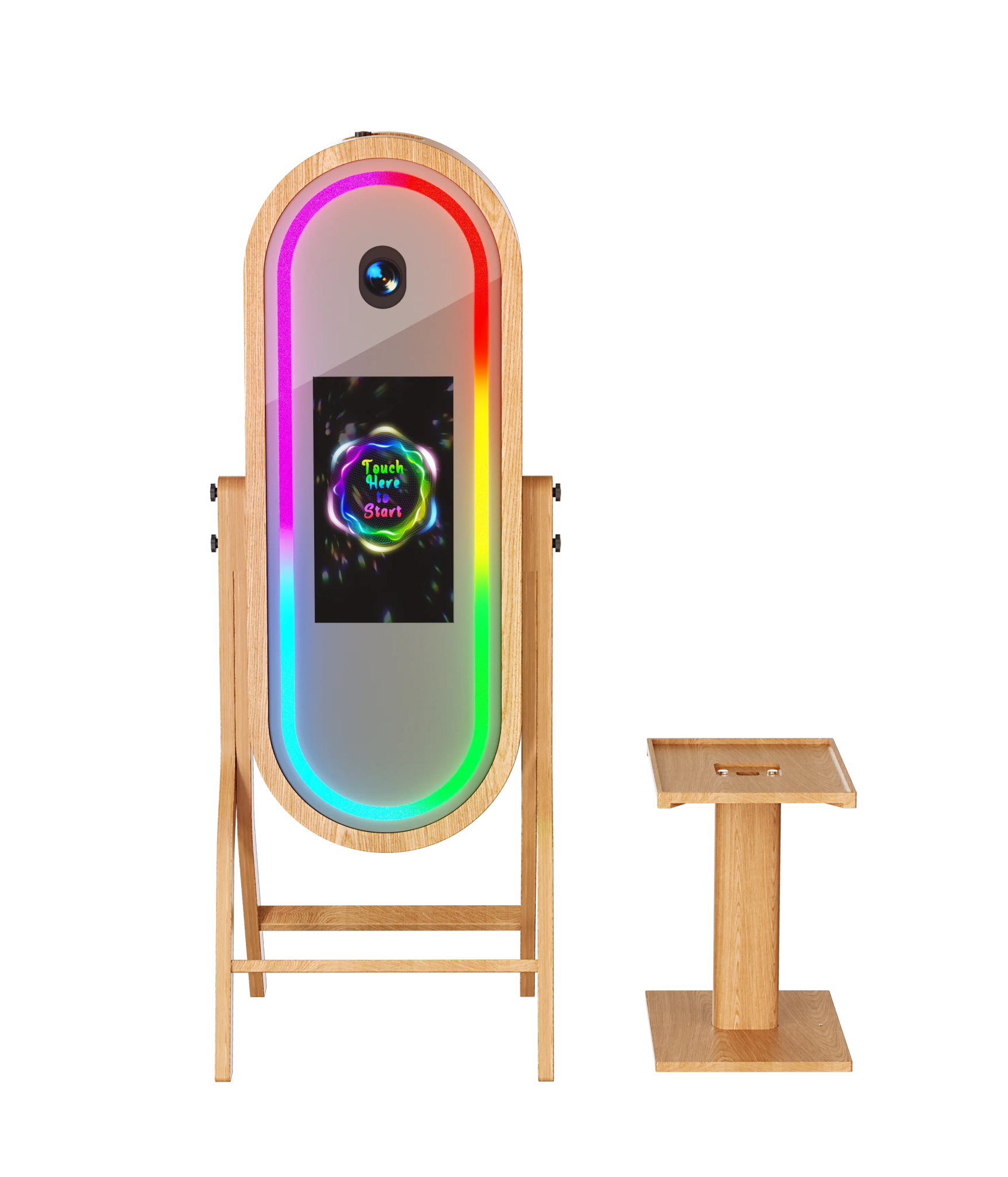 55 Inch Mirror 21.5 Inch Touch Screen Wood Photo Booth DJPBS-55PB Wood Mirror Booth - DJ And Photo Booth Supply