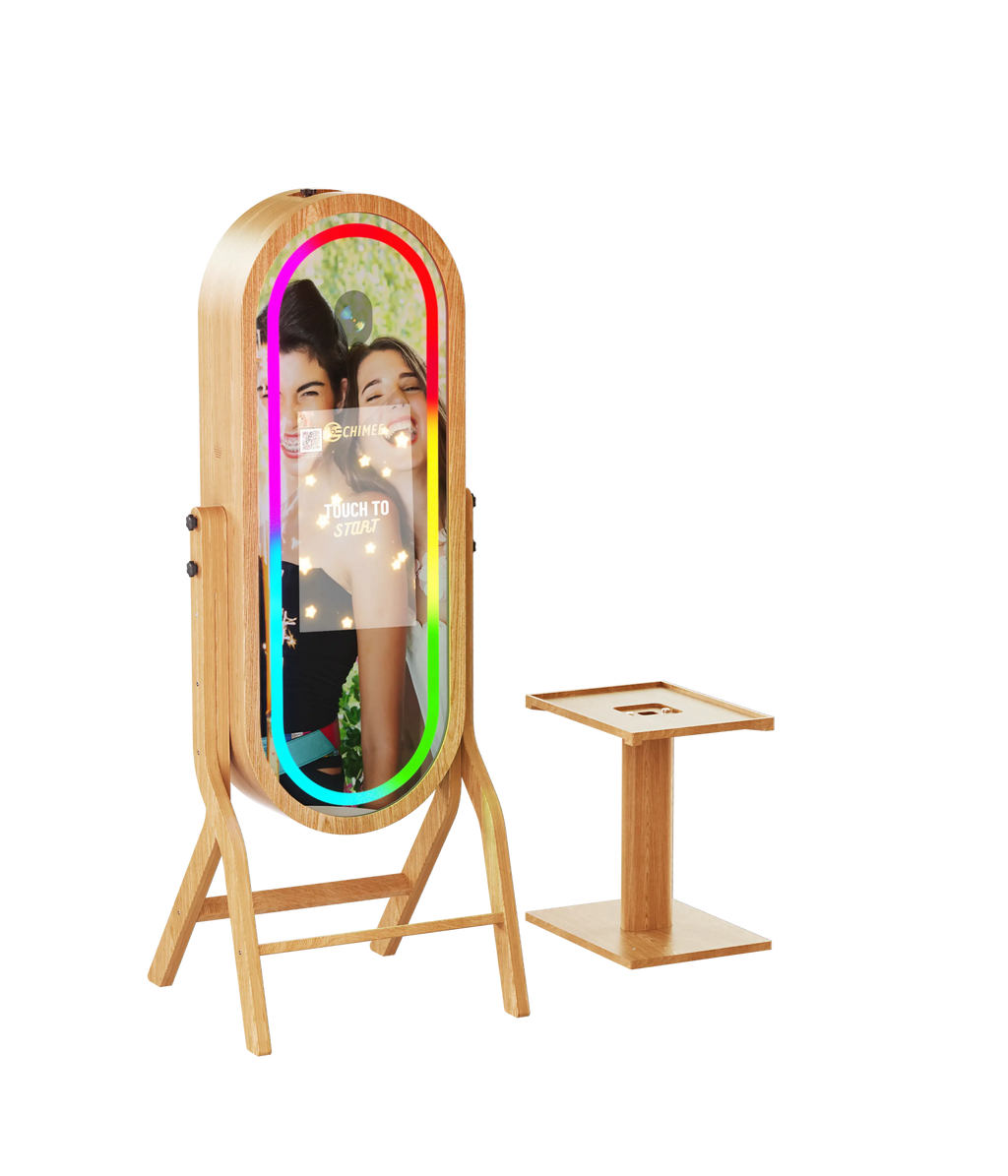55 Inch Mirror 21.5 Inch Touch Screen Wood Photo Booth DJPBS-55PB Wood Mirror Booth - DJ And Photo Booth Supply