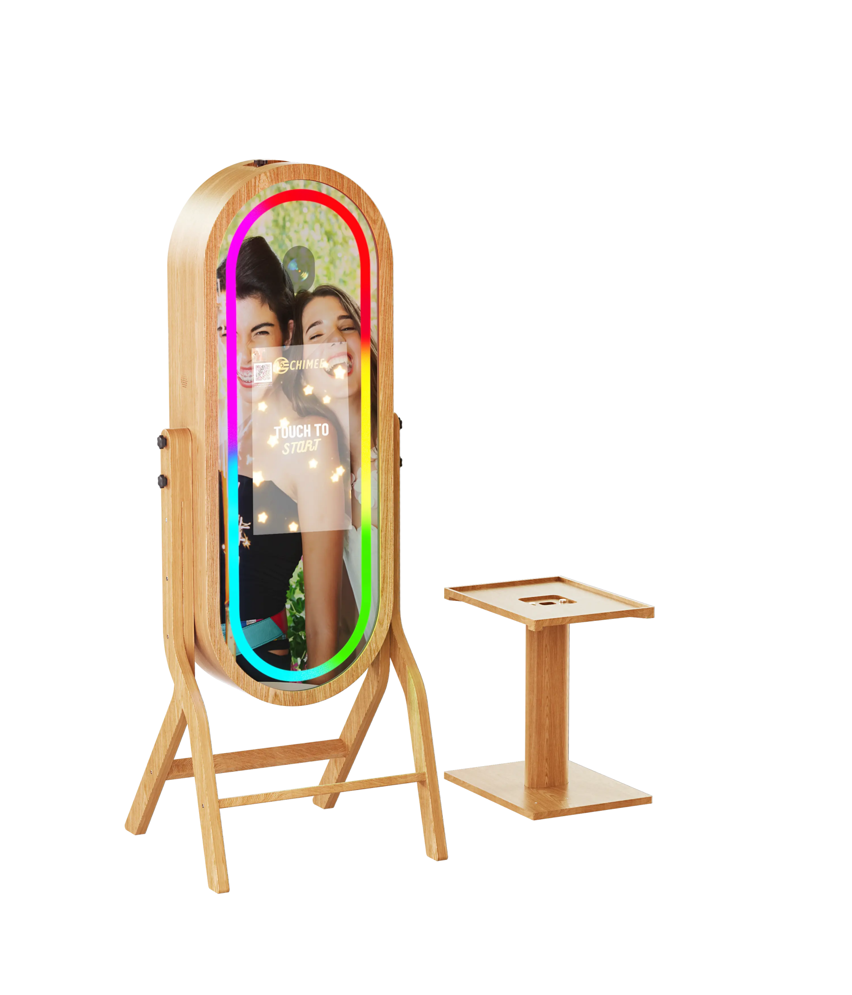 55 Inch Mirror 21.5 Inch Touch Screen Wood Photo Booth DJPBS-55PB Wood Mirror Booth - DJ And Photo Booth Supply