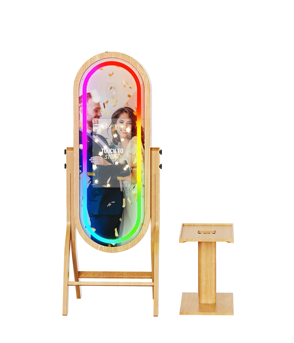55 Inch Mirror 21.5 Inch Touch Screen Wood Photo Booth DJPBS-55PB Wood Mirror Booth - DJ And Photo Booth Supply