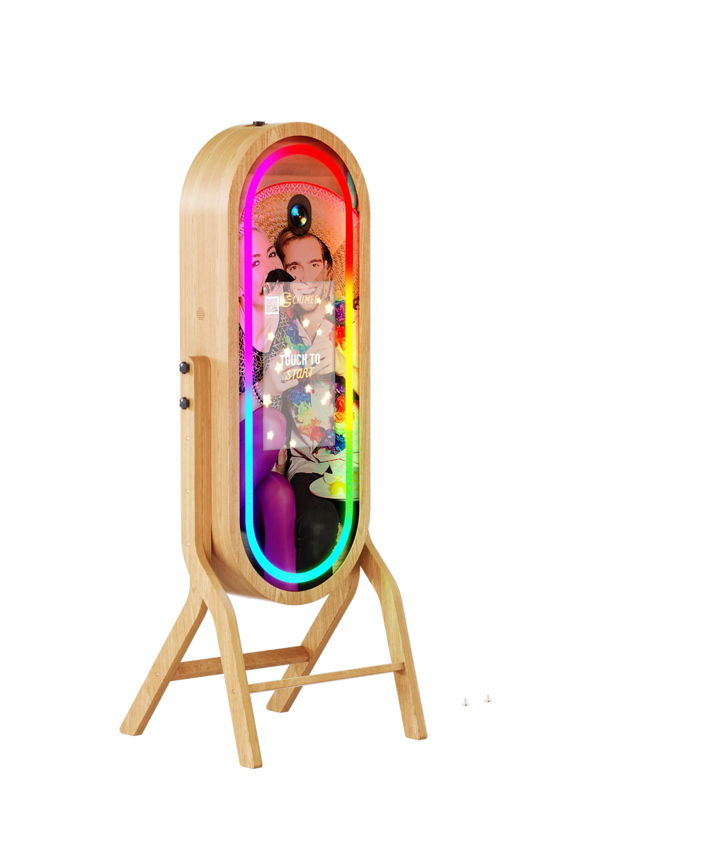 55 Inch Mirror 21.5 Inch Touch Screen Wood Photo Booth DJPBS-55PB Wood Mirror Booth - DJ And Photo Booth Supply
