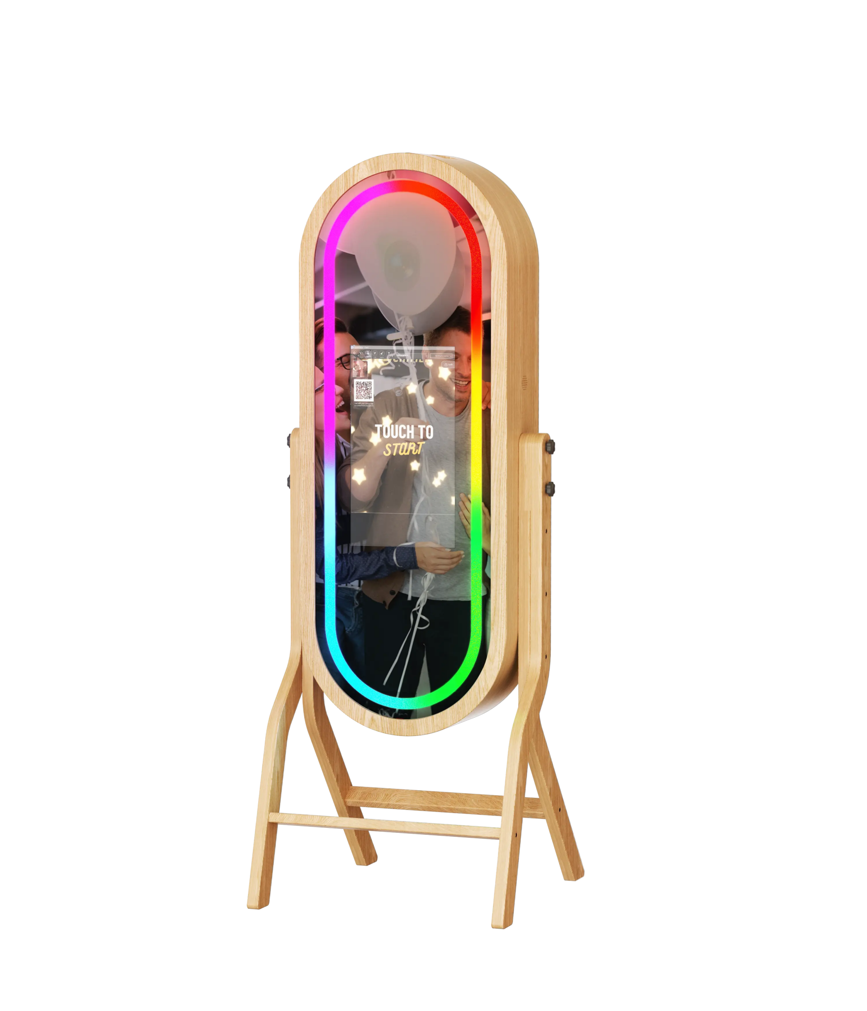 55 Inch Mirror 21.5 Inch Touch Screen Wood Photo Booth DJPBS-55PB Wood Mirror Booth - DJ And Photo Booth Supply