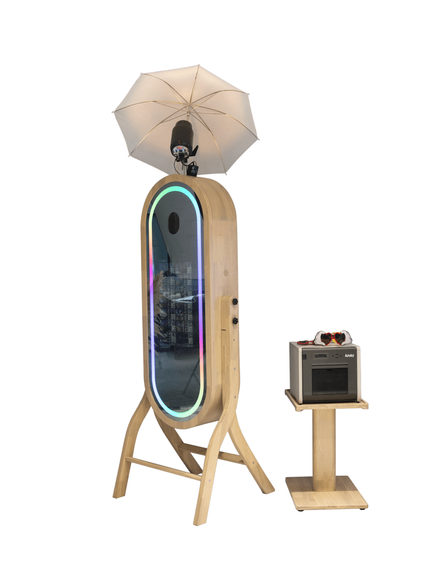 55 Inch Mirror 21.5 Inch Touch Screen Wood Photo Booth DJPBS-55PB Wood Mirror Booth - DJ And Photo Booth Supply