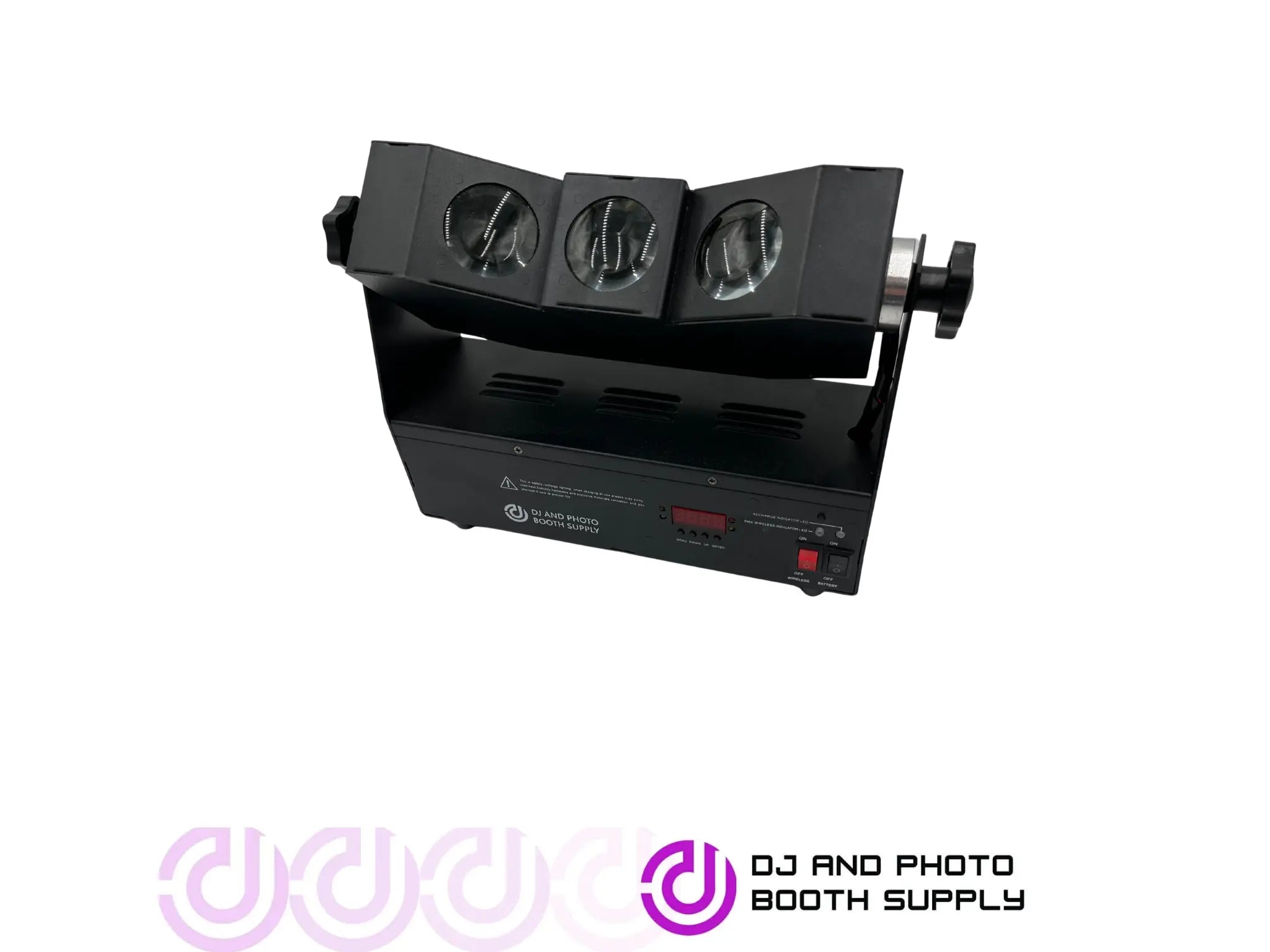 Both Lighting Aura Tri-Beam LED Uplight | Three-Beam Wireless DJ Fixture - DJ And Photo Booth Supply