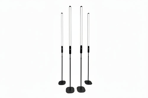 Set of four black 360 tube light stands with a carrying bag for LED tube lights, ideal for DJ and photo booth lighting setups.