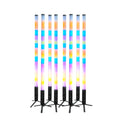 Four Both Lighting 360 LED Tube Lights in a black soft bag, wireless battery-powered RGBWA DJ and photo booth lighting setup.