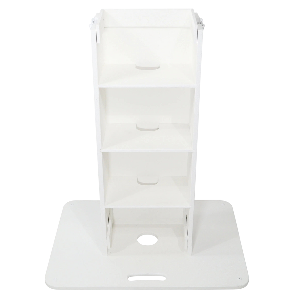Black ProX Control Tower DJ Podium from DJ And Photo Booth Supply, a custom-built professional DJ booth with control panel and sturdy design.