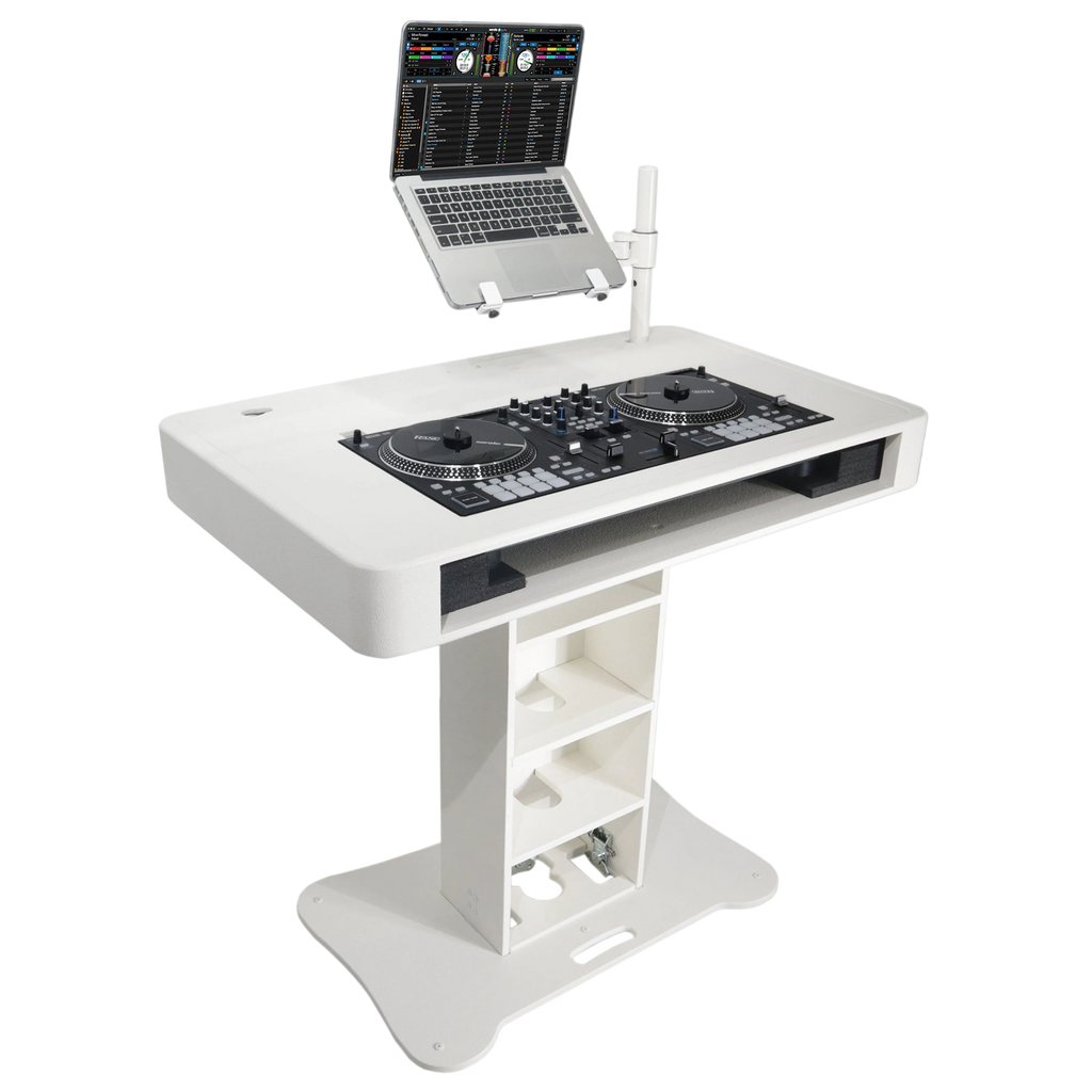 Black ProX Control Tower DJ Podium by DJ And Photo Booth Supply, custom-built professional DJ booth with sleek design.