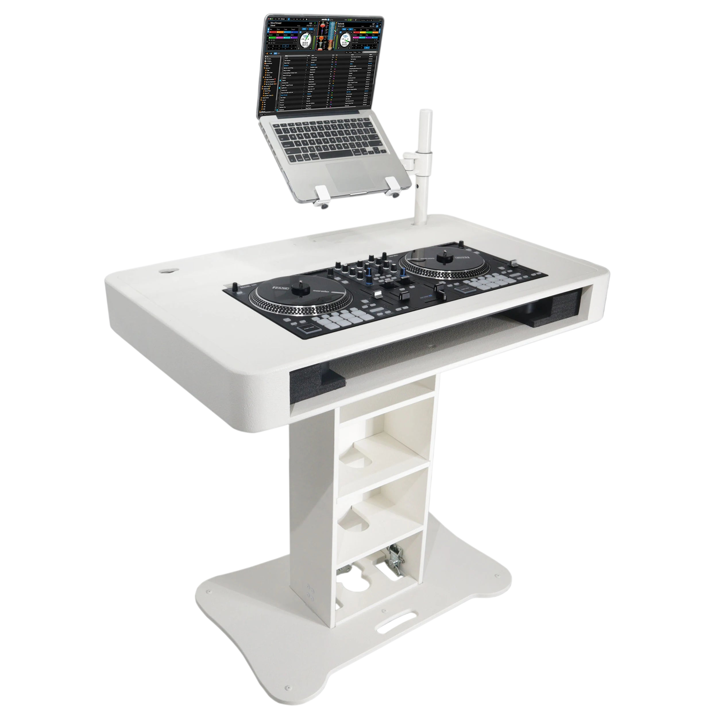 Black ProX Control Tower DJ Podium by DJ And Photo Booth Supply, custom-built professional DJ booth with sleek design.
