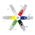 Set of 10 USB flash drives, colored swivel caps with round metal rings