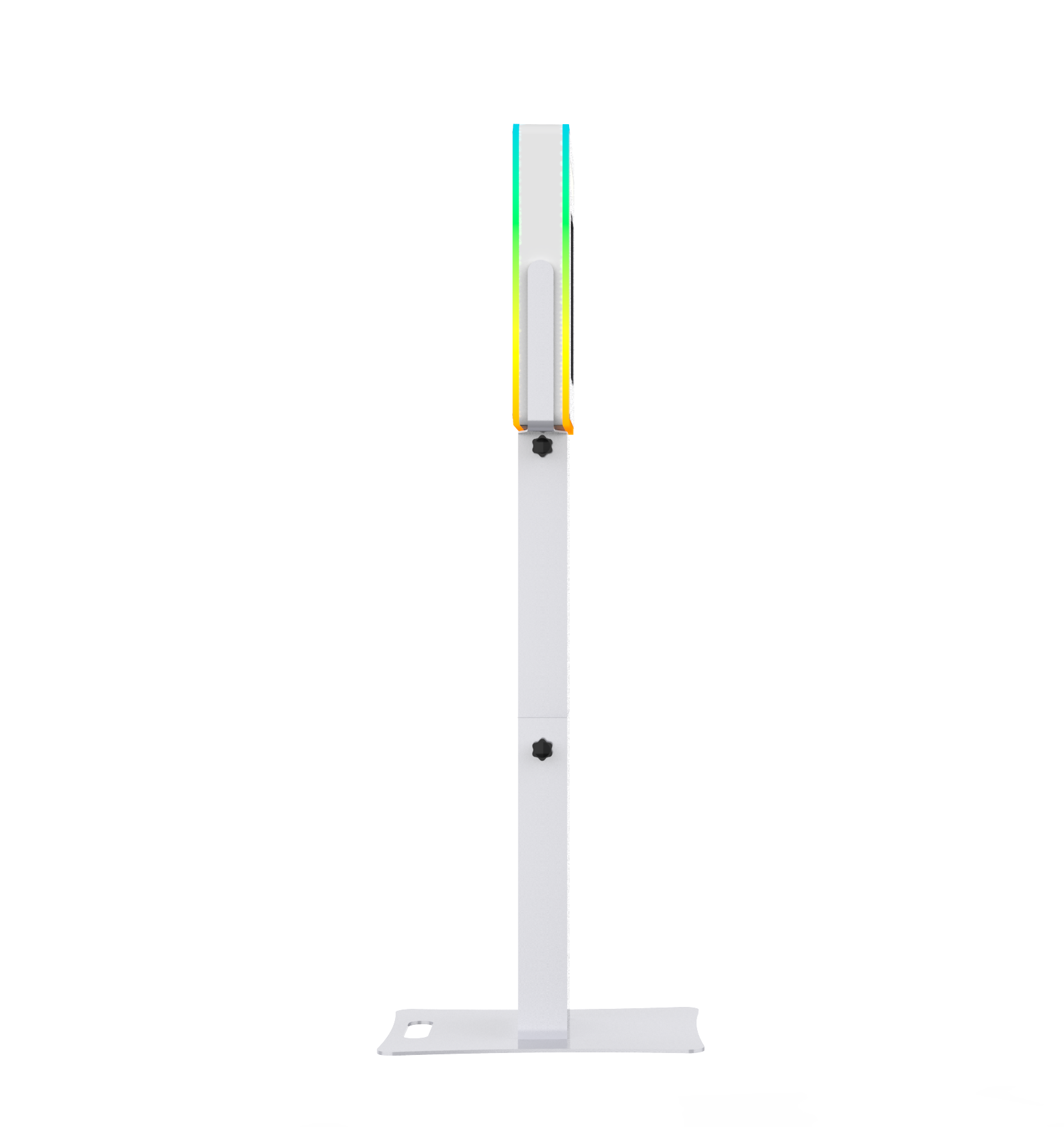 iPad Fusion Photo Booth with RGBW LED color-changing frame, used for interactive photo capturing by DJ and Photo Booth Supply