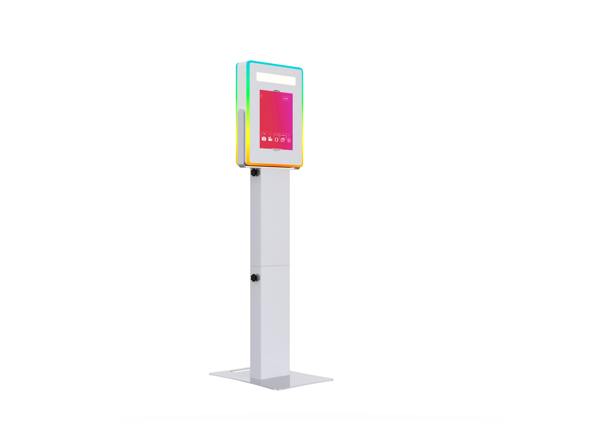 iPad Fusion Photo Booth with RGBW LED color-changing frame for custom photo experiences at events