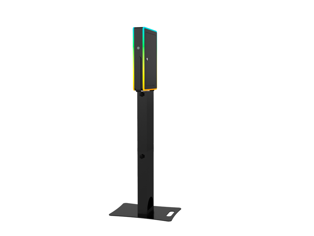 iPad Fusion Photo Booth with RGBW LED color-changing frame, used for event photography by DJ and Photo Booth Supply
