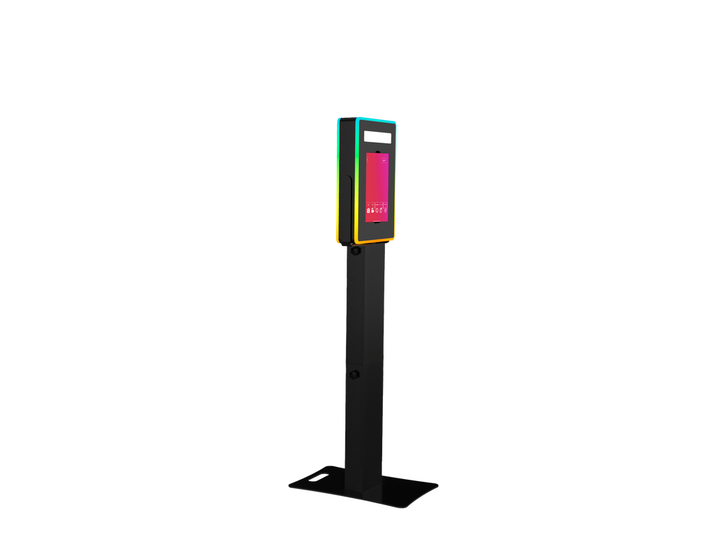 iPad Fusion Photo Booth with RGBW LED color-changing frame, used for fun photo booth sessions by DJ and Photo Booth Supply