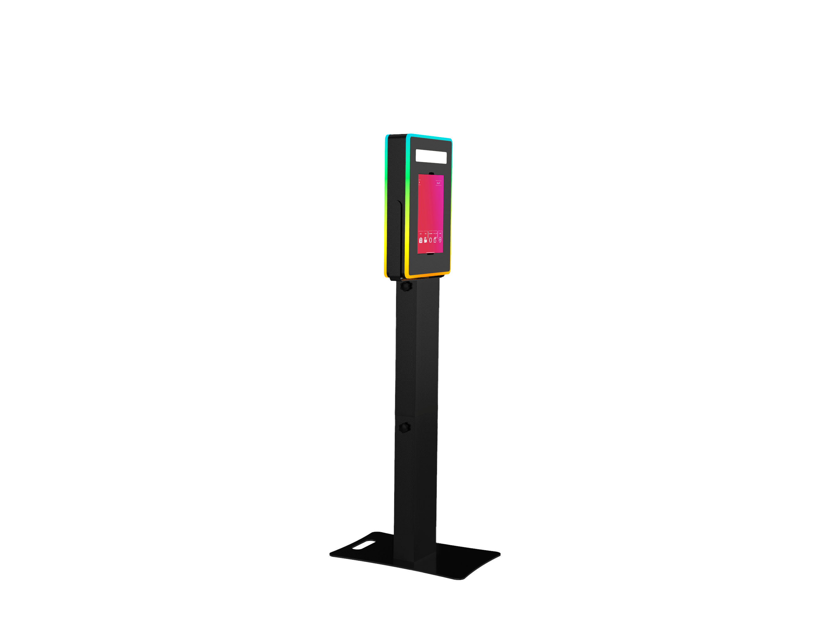 iPad Fusion Photo Booth with RGBW LED color-changing frame, used for fun photo booth sessions by DJ and Photo Booth Supply
