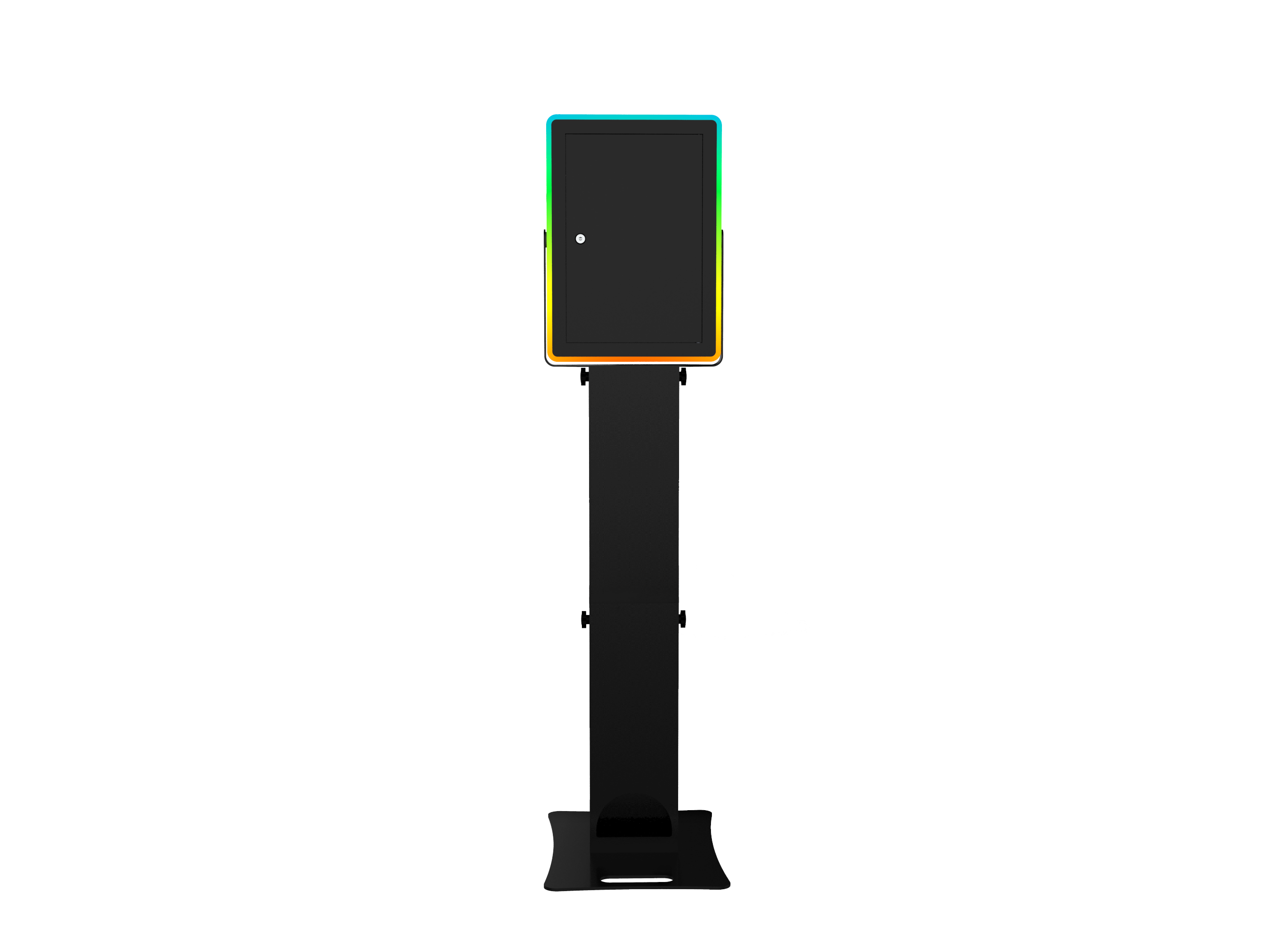 iPad Fusion Photo Booth with RGBW LED color-changing frame for vibrant photo sessions, by DJ and Photo Booth Supply.