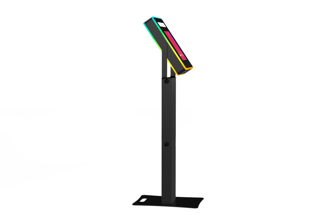iPad Fusion Photo Booth with RGBW LED color-changing frame for vibrant photo sessions, by DJ and Photo Booth Supply.