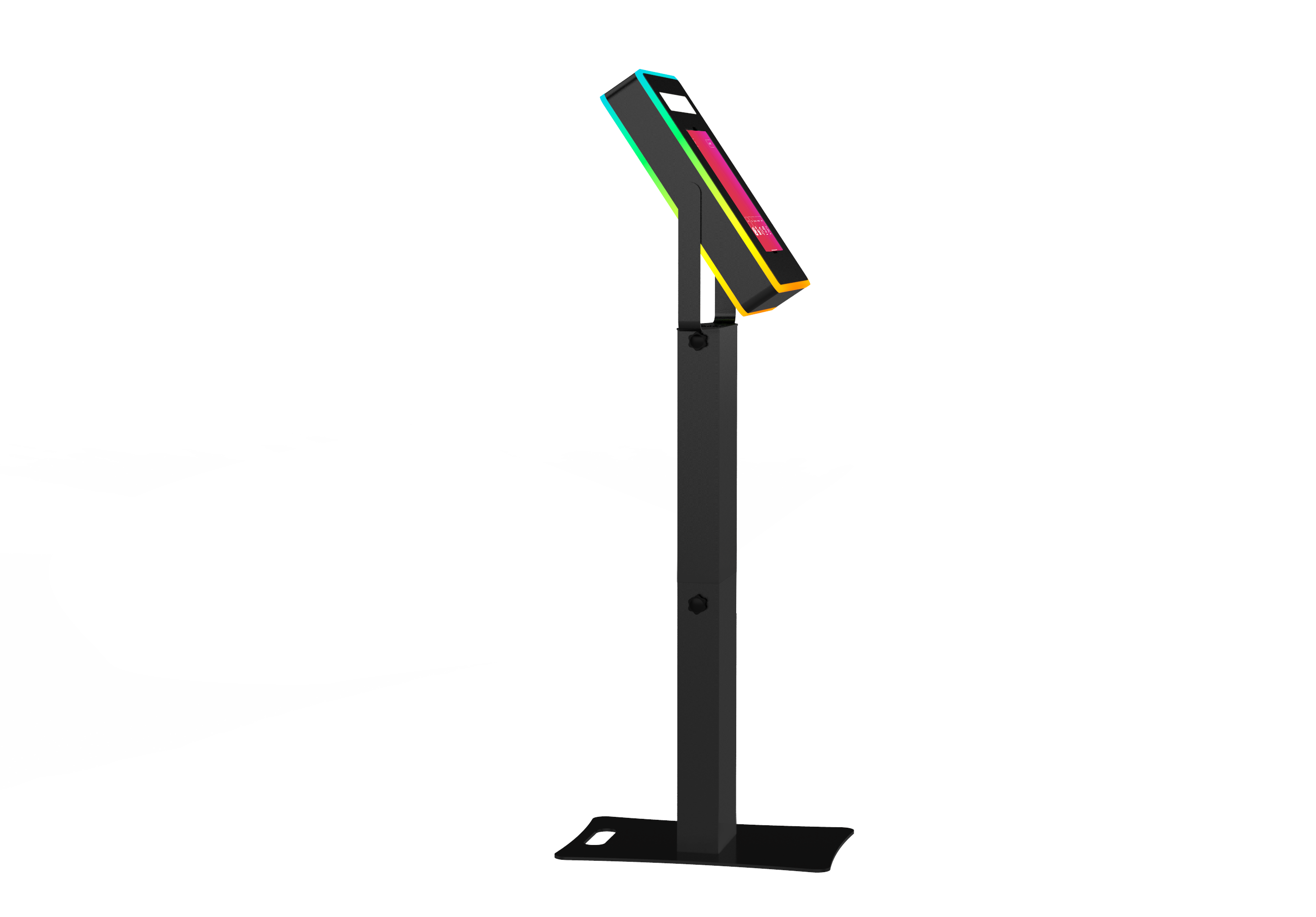 iPad Fusion Photo Booth with RGBW LED color-changing frame for vibrant photo sessions, by DJ and Photo Booth Supply.