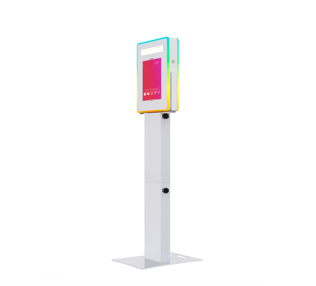 iPad Fusion Photo Booth with RGBW LED color-changing frame, used for vibrant photo booth displays and event photography.