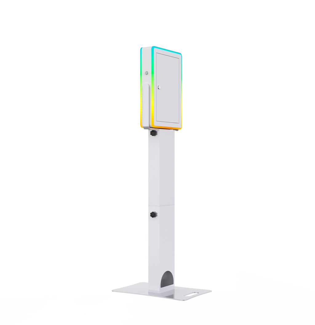 iPad Fusion Photo Booth with RGBW LED color-changing frame, used for event photo booth setups by DJ and Photo Booth Supply