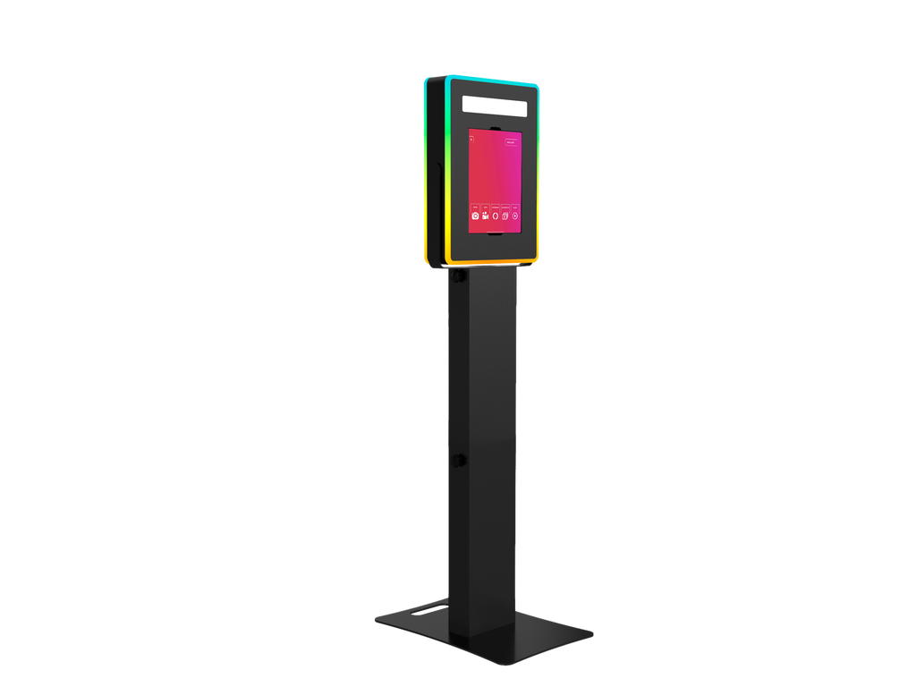 iPad Fusion Photo Booth with RGBW LED color-changing frame, used for photo booth events and interactive photo sessions.