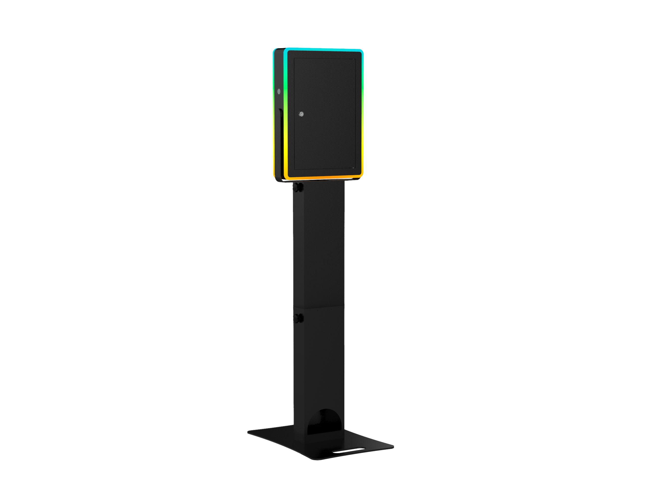 iPad Fusion Photo Booth with RGBW LED color-changing frame, used for interactive photo booth experiences.