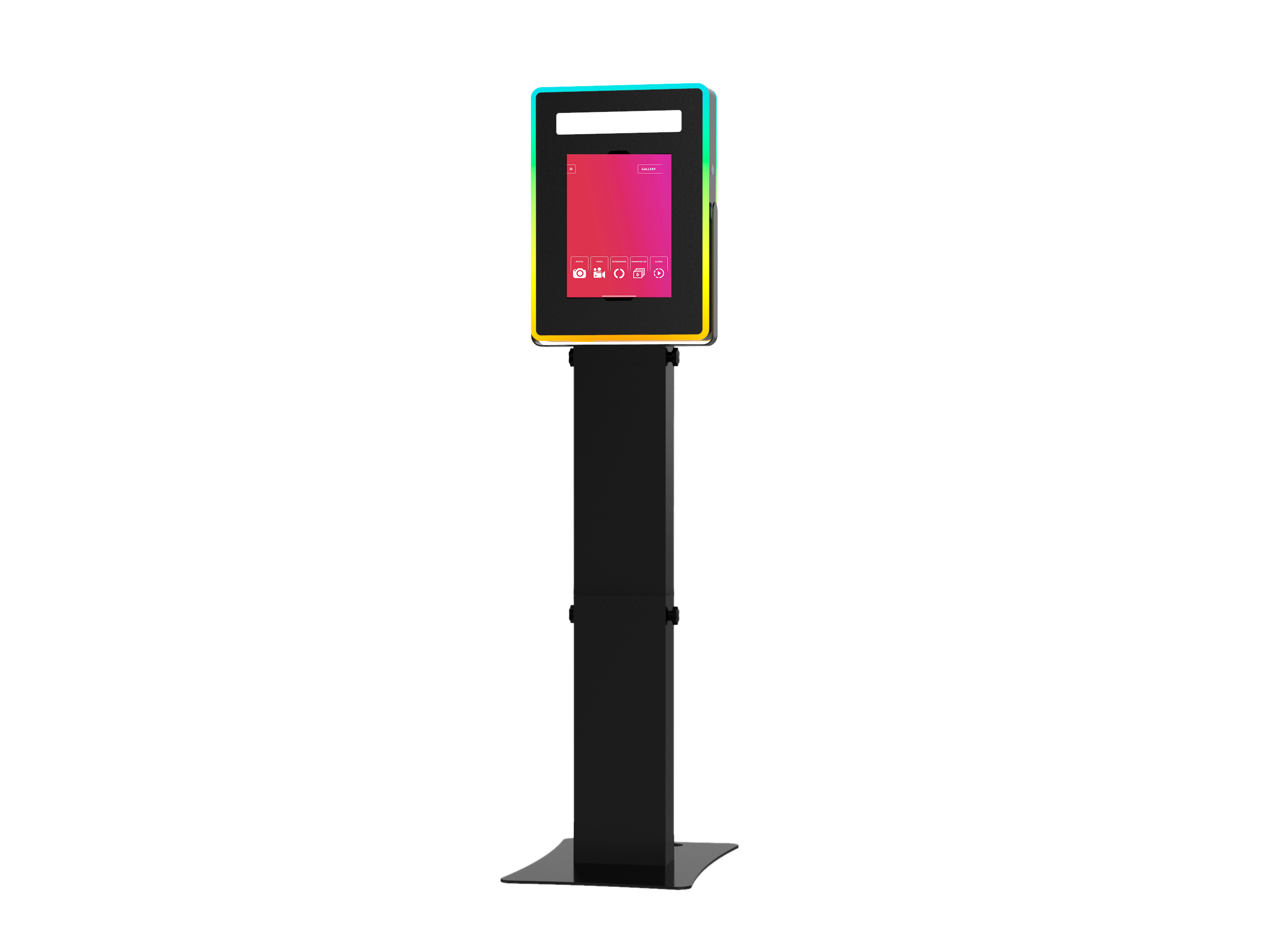 iPad Fusion Photo Booth by DJ and Photo Booth Supply with RGBW LED color-changing frame for fun photo sessions