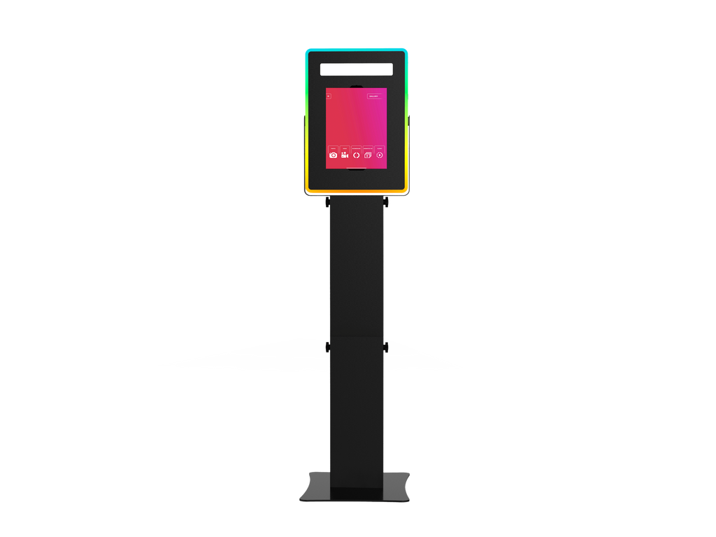 iPad Fusion Photo Booth with RGBW LED color-changing frame, used for event photography by DJ and Photo Booth Supply