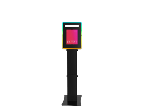 Photo booth stand with iPad holder and RGB LED color-changing frame
