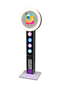 Portable round ring light designed for iPad photo booths, providing even lighting for photos and videos.