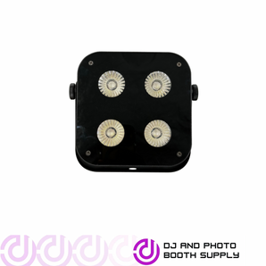 DJPBS Compact Quad IR4 LED uplight fixture with four color LED lights, compact design, suitable for DJ and event lighting setups.