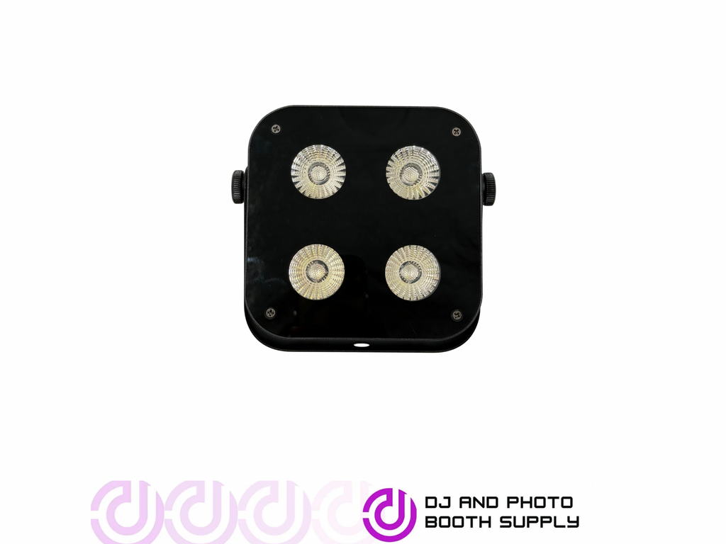 Both Lighting IR4 Compact Quad Uplight, a battery-powered DJ LED wash fixture with quad-color LED for vibrant uplighting.