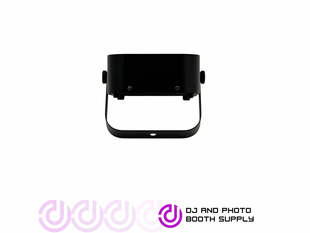 Both Lighting IR4 Compact Quad Uplight, battery-powered DJ LED wash fixture with quad-color LED for vibrant uplighting in black finish.