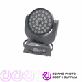 DJ And Photo Booth Supply 3610 LED Wash Pro moving head light, high-performance event lighting with vibrant color wash effects.