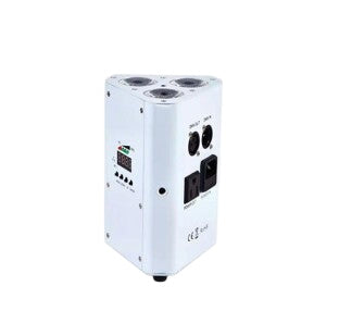DJ and Photo Booth Supply 3x18W RGB AWA UV LED lighting with colorful, vibrant LED bulbs for stage or photo booth lighting setups.