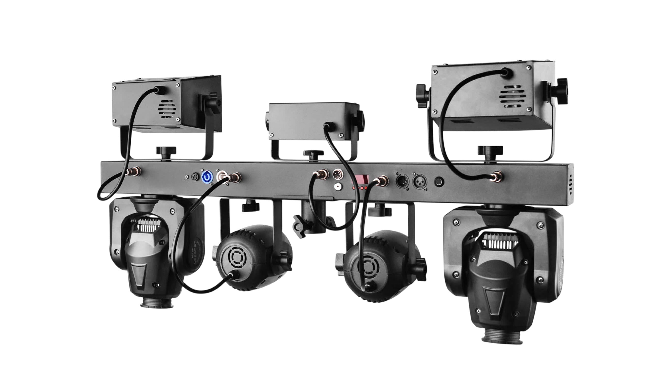 DJ And Photo Booth Supply DJ Gig Bar Mover 5-in-1 lighting system bundle with case, featuring multi-colored stage lighting and controls.