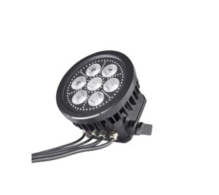 DJ and Photo Booth Supply IP65 7x40W 4-in-1 RGBW LED lighting fixture showing colorful stage lighting effects.