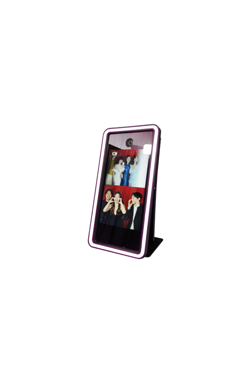Titan Mirror Photo Booth by DJ And Photo Booth Supply featuring a 62-inch touch screen and DSLR camera for interactive photo experiences.