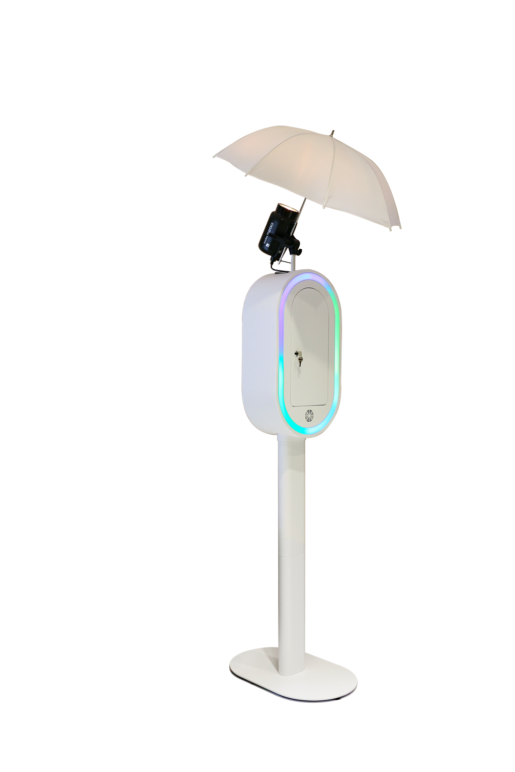 The Umbra - A8 iPad Photo Booth (White) | RGBW LED Color Changing Frame Photo Booth