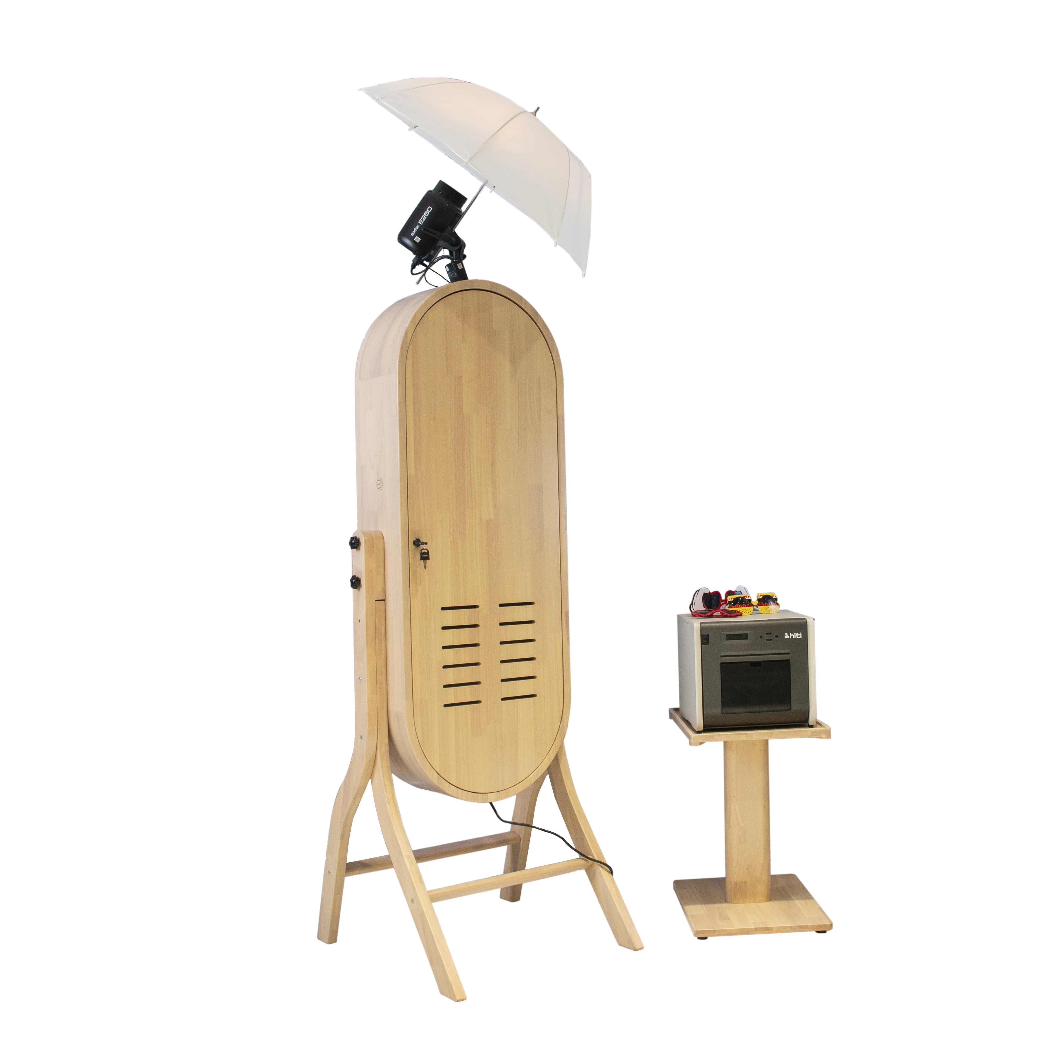 55-inch wood mirror photo booth with 21.5-inch touch screen, DJ & Photo Booth Supply, perfect for events and entertainment.