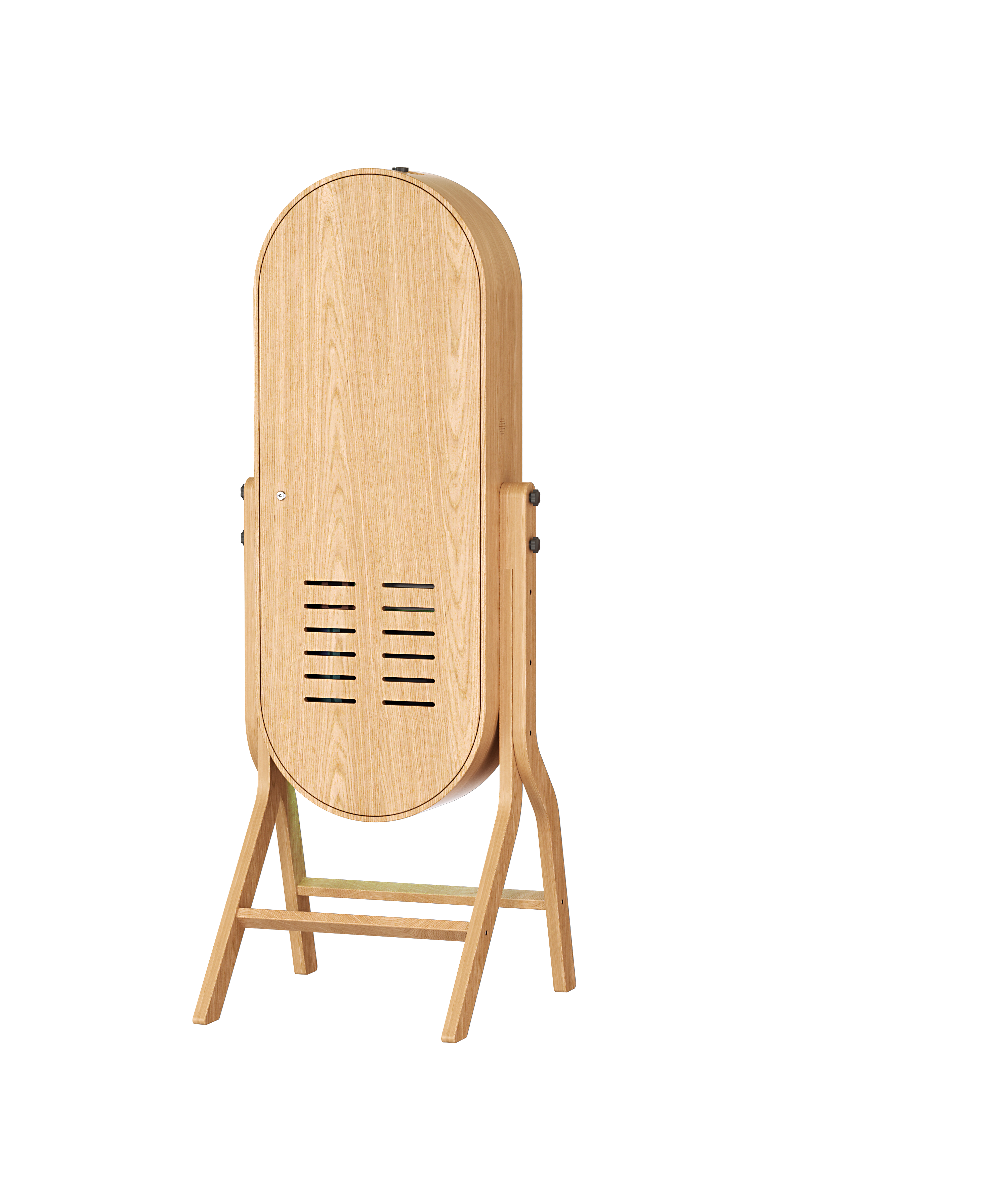55-inch wooden mirror photo booth with 21.5-inch touchscreen, ideal for events, by DJ & Photo Booth Supply.