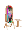 55-inch wood mirror photo booth with 21.5-inch touch screen, ideal for events and entertainment by DJ & Photo Booth Supply.