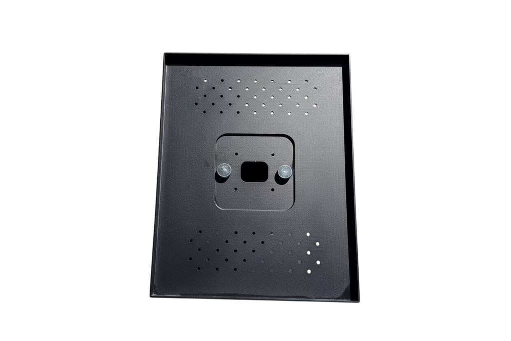 Photo booth printer cover and stand for RX1 and DS620 models by DJ & Photo Booth Supply, showing the setup and design.