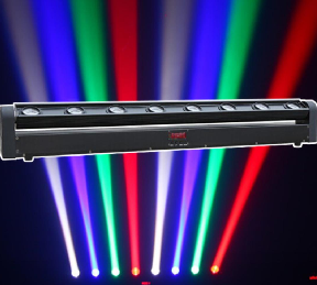DJ & Photo Booth Supply DJPBS B8RGBW 8RGB LED stage light with colorful lighting effects for stage and event lighting setup.