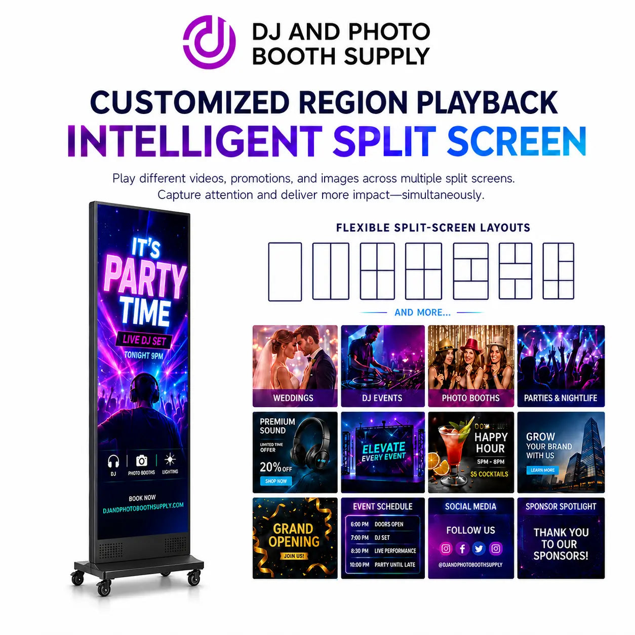 Foldable Dual-Sided LED Poster Display – Portable Plug &amp; Play Digital Signage Screen DJPBS-PANELPRO2.5 - DJ And Photo Booth Supply