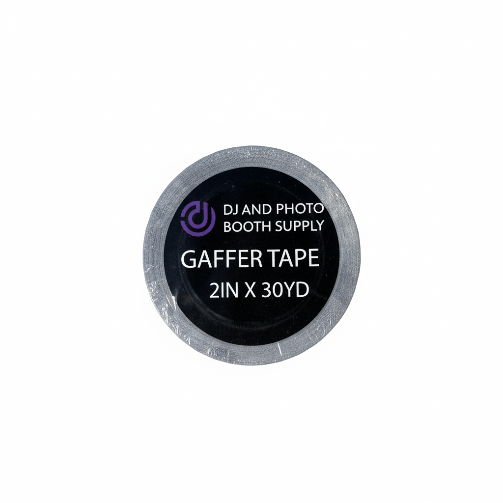 Heavy duty DJ And Photo Booth Supply Gaffer Tape with no residue, designed for cable management and stage setup.